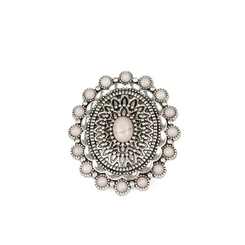 Silver and sandstone ring